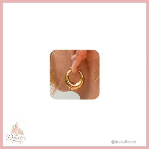 Jewelry - 14K Gold Plated Chunky Triple Hoop Earrings Hypoallergenic 30mm